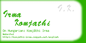 irma komjathi business card